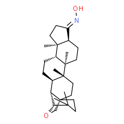 ChemSpider 2D Image | (1R,4R,5R,8S,9E,12R,13R,16R,17R)-N-Hydroxy-4,5,12,19,19-pentamethyl-23-oxahexacyclo[16.3.2.0~1,17~.0~4,16~.0~5,13~.0~8,12~]tricosan-9-imine | C27H43NO2