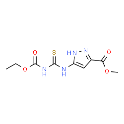 ChemSpider 2D Image | Methyl 5-{[(ethoxycarbonyl)carbamothioyl]amino}-1H-pyrazole-3-carboxylate | C9H12N4O4S
