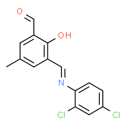 ChemSpider 2D Image | 3-{(E)-[(2,4-Dichlorophenyl)imino]methyl}-2-hydroxy-5-methylbenzaldehyde | C15H11Cl2NO2