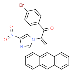 ChemSpider 2D Image | (2Z)-3-(9-Anthryl)-1-(4-bromophenyl)-2-(4-nitro-1H-imidazol-1-yl)-2-propen-1-one | C26H16BrN3O3