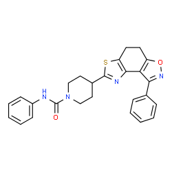 ChemSpider 2D Image | N-Phenyl-4-(8-phenyl-4,5-dihydro[1,3]thiazolo[4,5-e][1,2]benzoxazol-2-yl)-1-piperidinecarboxamide | C26H24N4O2S