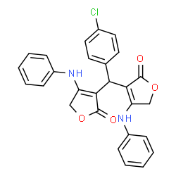 ChemSpider 2D Image | 3,3'-[(4-Chlorophenyl)methylene]bis(4-anilino-2(5H)-furanone) | C27H21ClN2O4