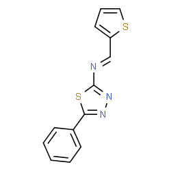 ChemSpider 2D Image | (E)-N-(5-Phenyl-1,3,4-thiadiazol-2-yl)-1-(2-thienyl)methanimine | C13H9N3S2