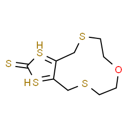 ChemSpider 2D Image | 6-oxa-3,9,12$l^{3},14$l^{3}-tetrathiabicyclo[9.3.0]tetradeca-1(14),11-diene-13-thione | C9H12OS5