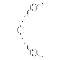 ChemSpider 2D Image | 4,4'-{1,4-Piperazinediylbis[3,1-propanediylnitrilo(E)methylylidene]}diphenol | C24H32N4O2