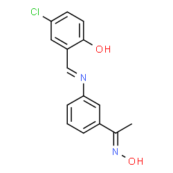 ChemSpider 2D Image | 4-Chloro-2-[(E)-({3-[(1E)-N-hydroxyethanimidoyl]phenyl}imino)methyl]phenol | C15H13ClN2O2