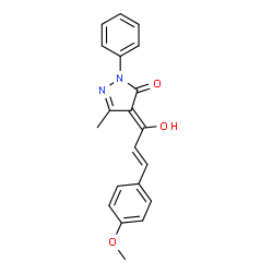 ChemSpider 2D Image | (4Z)-4-[(2E)-1-Hydroxy-3-(4-methoxyphenyl)-2-propen-1-ylidene]-5-methyl-2-phenyl-2,4-dihydro-3H-pyrazol-3-one | C20H18N2O3