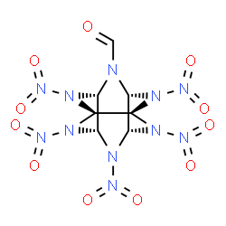 ChemSpider 2D Image | (1R,3S,5R,7S,9S,11R)-2,6,8,10,12-Pentanitro-2,4,6,8,10,12-hexaazatetracyclo[5.5.0.0~3,11~.0~5,9~]dodecane-4-carbaldehyde | C7H7N11O11