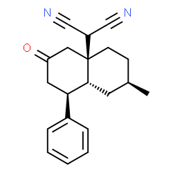 ChemSpider 2D Image | [(1S,4aR,7R,8aR)-7-Methyl-3-oxo-1-phenyloctahydro-4a(2H)-naphthalenyl]malononitrile | C20H22N2O