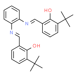 ChemSpider 2D Image | 2,2'-{1,2-Phenylenebis[nitrilo(E)methylylidene]}bis[6-(2-methyl-2-propanyl)phenol] | C28H32N2O2