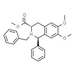 ChemSpider 2D Image | Methyl (1R,3S)-2-benzyl-6,7-dimethoxy-1-phenyl-1,2,3,4-tetrahydro-3-isoquinolinecarboxylate | C26H27NO4