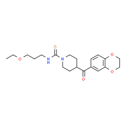 ChemSpider 2D Image | 4-(2,3-Dihydro-1,4-benzodioxin-6-ylcarbonyl)-N-(3-ethoxypropyl)-1-piperidinecarbothioamide | C20H28N2O4S