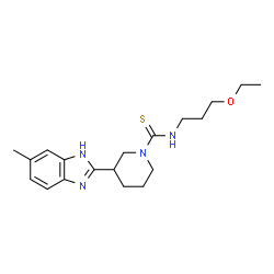 ChemSpider 2D Image | N-(3-Ethoxypropyl)-3-(6-methyl-1H-benzimidazol-2-yl)-1-piperidinecarbothioamide | C19H28N4OS