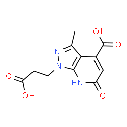 ChemSpider 2D Image | 1-(2-carboxyethyl)-3-methyl-6-oxo-7H-pyrazolo[3,4-b]pyridine-4-carboxylic acid | C11H11N3O5