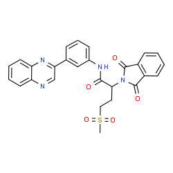 ChemSpider 2D Image | 2-(1,3-Dioxo-1,3-dihydro-2H-isoindol-2-yl)-4-(methylsulfonyl)-N-[3-(2-quinoxalinyl)phenyl]butanamide | C27H22N4O5S