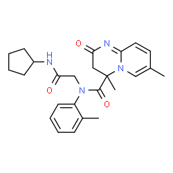 ChemSpider 2D Image | N-[2-(cyclopentylamino)-2-oxoethyl]-4,7-dimethyl-N-(2-methylphenyl)-2-oxo-3H-pyrido[1,2-a]pyrimidine-4-carboxamide | C25H30N4O3