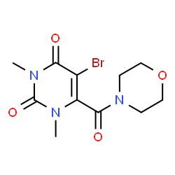 ChemSpider 2D Image | 5-Bromo-1,3-dimethyl-6-(4-morpholinylcarbonyl)-2,4(1H,3H)-pyrimidinedione | C11H14BrN3O4