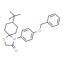 ChemSpider 2D Image | 4-[4-(Benzyloxy)phenyl]-8-(2-methyl-2-propanyl)-1-thia-4-azaspiro[4.5]decan-3-one | C25H31NO2S