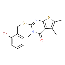 ChemSpider 2D Image | 2-[(2-Bromobenzyl)sulfanyl]-3,5,6-trimethylthieno[2,3-d]pyrimidin-4(3H)-one | C16H15BrN2OS2