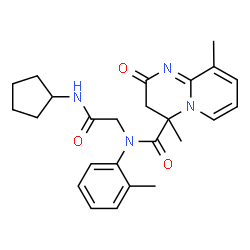 ChemSpider 2D Image | N-[2-(Cyclopentylamino)-2-oxoethyl]-4,9-dimethyl-N-(2-methylphenyl)-2-oxo-3,4-dihydro-2H-pyrido[1,2-a]pyrimidine-4-carboxamide | C25H30N4O3