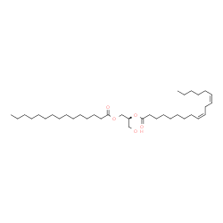 ChemSpider 2D Image | (2S)-1-Hydroxy-3-(pentadecanoyloxy)-2-propanyl (9Z,12Z)-9,12-octadecadienoate | C36H66O5