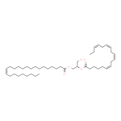 ChemSpider 2D Image | (2S)-3-Hydroxy-2-[(6Z,9Z,12Z,15Z)-6,9,12,15-octadecatetraenoyloxy]propyl (15Z)-15-tetracosenoate | C45H78O5