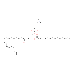 ChemSpider 2D Image | (2R)-3-[(9Z,12Z)-9,12-Octadecadienoyloxy]-2-(tetradecanoyloxy)propyl 2-(trimethylammonio)ethyl phosphate | C40H76NO8P