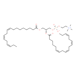 ChemSpider 2D Image | (2R)-2-[(6Z,9Z,12Z,15Z)-6,9,12,15-Octadecatetraenoyloxy]-3-[(9Z,12Z,15Z)-9,12,15-octadecatrienoyloxy]propyl 2-(trimethylammonio)ethyl phosphate | C44H74NO8P