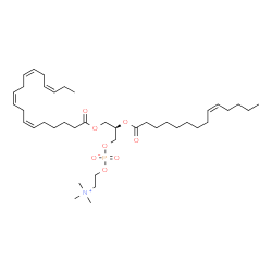 ChemSpider 2D Image | (2R)-3-[(6Z,9Z,12Z,15Z)-6,9,12,15-Octadecatetraenoyloxy]-2-[(9Z)-9-tetradecenoyloxy]propyl 2-(trimethylammonio)ethyl phosphate | C40H70NO8P