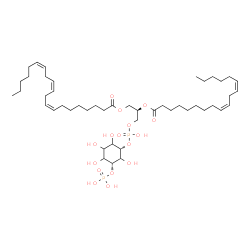 ChemSpider 2D Image | (2R)-3-[(Hydroxy{[(1S,5R)-2,3,4,6-tetrahydroxy-5-(phosphonooxy)cyclohexyl]oxy}phosphoryl)oxy]-2-[(9Z,12Z)-9,12-octadecadienoyloxy]propyl (8Z,11Z,14Z)-8,11,14-icosatrienoate | C47H82O16P2