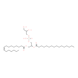 ChemSpider 2D Image | (2R)-3-({[(2S)-2,3-Dihydroxypropoxy](hydroxy)phosphoryl}oxy)-2-(palmitoyloxy)propyl (9Z)-9-hexadecenoate | C38H73O10P