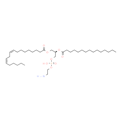 ChemSpider 2D Image | (2R)-3-{[(2-Aminoethoxy)(hydroxy)phosphoryl]oxy}-2-(pentadecanoyloxy)propyl (9Z,12Z)-9,12-octadecadienoate | C38H72NO8P