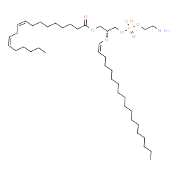 ChemSpider 2D Image | (2R)-3-{[(2-Aminoethoxy)(hydroxy)phosphoryl]oxy}-2-[(1Z)-1-octadecen-1-yloxy]propyl (9Z,12Z)-9,12-octadecadienoate | C41H78NO7P