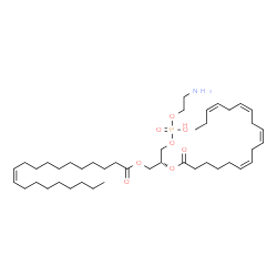 ChemSpider 2D Image | (2R)-3-{[(2-Aminoethoxy)(hydroxy)phosphoryl]oxy}-2-[(6Z,9Z,12Z,15Z)-6,9,12,15-octadecatetraenoyloxy]propyl (11Z)-11-icosenoate | C43H76NO8P
