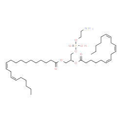 ChemSpider 2D Image | (2R)-3-{[(2-Aminoethoxy)(hydroxy)phosphoryl]oxy}-2-[(6Z,9Z,12Z)-6,9,12-octadecatrienoyloxy]propyl (11Z,14Z)-11,14-icosadienoate | C43H76NO8P