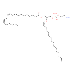 ChemSpider 2D Image | (2R)-3-{[(2-Aminoethoxy)(hydroxy)phosphoryl]oxy}-2-[(1Z)-1-hexadecen-1-yloxy]propyl (11Z,14Z)-11,14-icosadienoate | C41H78NO7P
