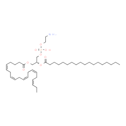 ChemSpider 2D Image | (2R)-3-{[(2-Aminoethoxy)(hydroxy)phosphoryl]oxy}-2-(stearoyloxy)propyl (5Z,8Z,11Z,14Z,17Z)-5,8,11,14,17-icosapentaenoate | C43H76NO8P