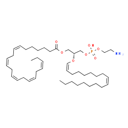 ChemSpider 2D Image | (2R)-3-{[(2-Aminoethoxy)(hydroxy)phosphoryl]oxy}-2-[(1Z,9Z)-1,9-octadecadien-1-yloxy]propyl (7Z,10Z,13Z,16Z,19Z)-7,10,13,16,19-docosapentaenoate | C45H78NO7P