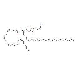 ChemSpider 2D Image | 1-(1Z-octadecenyl)-2-(4Z,7Z,10Z,13Z,16Z-docosapentaenoyl)-sn-glycero-3-phosphoethanolamine | C45H80NO7P
