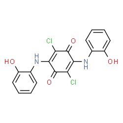 ChemSpider 2D Image | 2,5-Dichloro-3,6-bis[(2-hydroxyphenyl)amino]-1,4-benzoquinone | C18H12Cl2N2O4