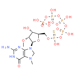 ChemSpider 2D Image | 7,2′-O-dimethylguanosine 5′-O-(1-thiopentaphosphate) | C12H24N5O19P5S