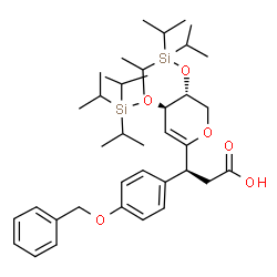 ChemSpider 2D Image | (S)-3-[4-(Benzyloxy)phenyl]-3-[(3R,4R)-3,4-bis(triisopropylsilyloxy)-3,4-dihydro-2H-pyran-6-yl]propanoic acid | C39H62O6Si2