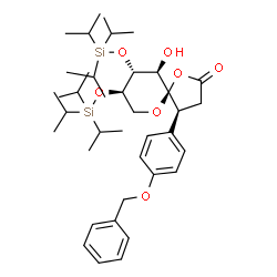 ChemSpider 2D Image | (4S,5R,8R,9R,10R)-4-[4-(Benzyloxy)phenyl]-10-hydroxy-8,9-bis(triisopropylsilyloxy)-1,6-dioxaspiro[4.5]decan-2-one | C39H62O7Si2