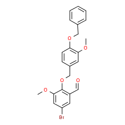 ChemSpider 2D Image | 2-{[4-(Benzyloxy)-3-methoxybenzyl]oxy}-5-bromo-3-methoxybenzaldehyde | C23H21BrO5