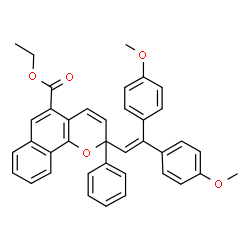 ChemSpider 2D Image | Ethyl 2-[2,2-bis(4-methoxyphenyl)vinyl]-2-phenyl-2H-benzo[h]chromene-5-carboxylate | C38H32O5