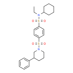 ChemSpider 2D Image | N-Cyclohexyl-N-ethyl-4-(3-phenyl-piperidine-1-sulfonyl)-benzenesulfonamide | C25H34N2O4S2