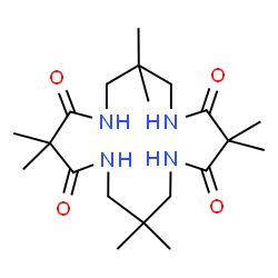 ChemSpider 2D Image | 3,3,7,7,11,11,15,15-Octamethyl-1,5,9,13-tetraazacyclohexadecane-2,4,10,12-tetrone | C20H36N4O4