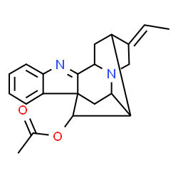 ChemSpider 2D Image | (13Z)-13-Ethylidene-8,15-diazahexacyclo[14.2.1.0~1,9~.0~2,7~.0~10,15~.0~12,17~]nonadeca-2,4,6,8-tetraen-18-yl acetate | C21H22N2O2