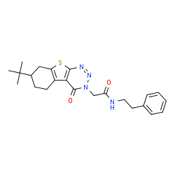 ChemSpider 2D Image | 2-(7-tert-Butyl-4-oxo-5,6,7,8-tetrahydro[1]benzothieno[2,3-d][1,2,3]triazin-3(4H)-yl)-N-(2-phenylethyl)acetamide | C23H28N4O2S