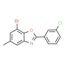 ChemSpider 2D Image | 7-Bromo-2-(3-chlorophenyl)-5-methyl-1,3-benzoxazole | C14H9BrClNO